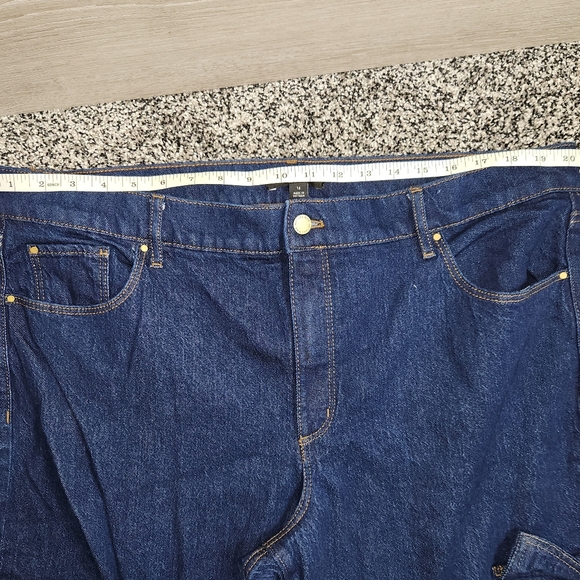 Ann Taylor Cargo Wide Leg Trouser High Rise Jeans,Darkwash Stretch Women Sz 16 - Picture 4 of 8